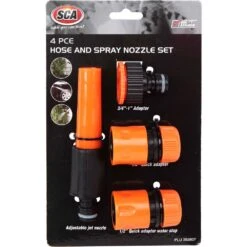 SCA Garden Hose Adjustable Nozzle W / Connections - 4 Piece