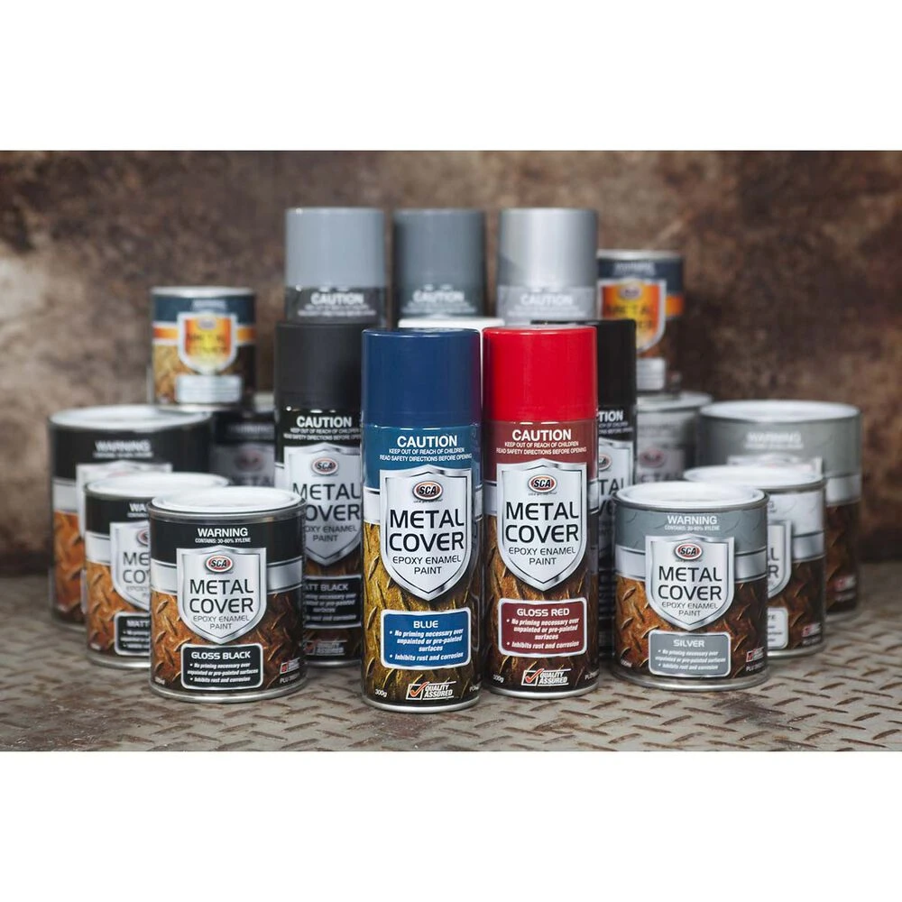 SCA Metal Cover Enamel Rust Paint, Gloss Black - 300g 2 SCA Metal Cover Enamel Rust Paint, Gloss Black - 300g - Image 2