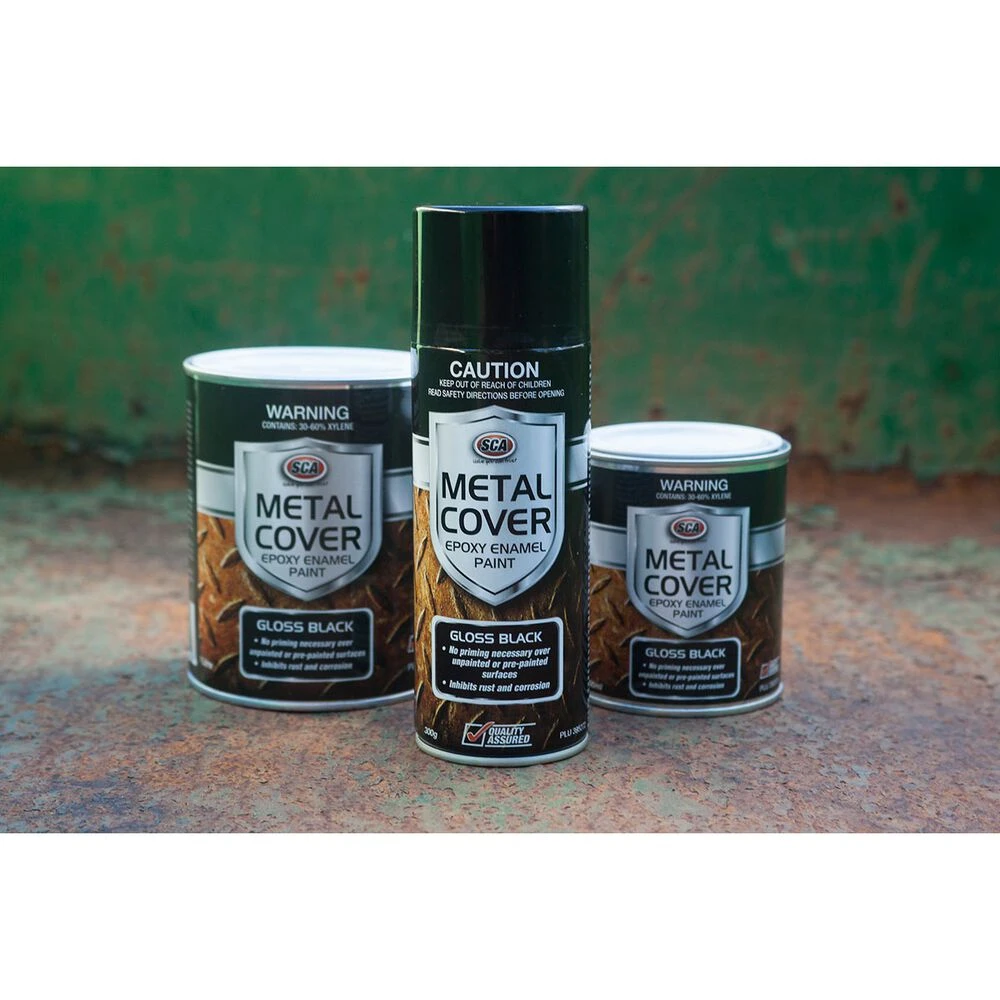 SCA Metal Cover Enamel Rust Paint, Gloss Black - 300g 4 SCA Metal Cover Enamel Rust Paint, Gloss Black - 300g - Image 4