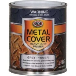 SCA Metal Cover Enamel Rust Paint Heavy Duty Grey Primer 500mL