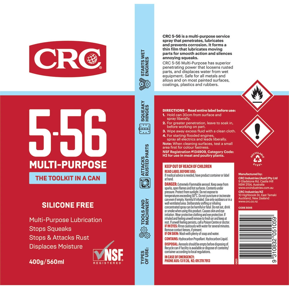 5.56 Multi-Purpose Lubricant CRC 400g 2 5.56 Multi-Purpose Lubricant CRC 400g - Image 2